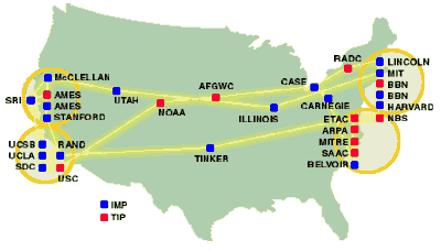 [map of early arpanet]